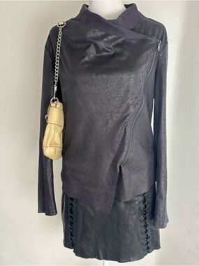 Vigoss Faux Leather Asymmetrical Zip Moto Jacket Size Small